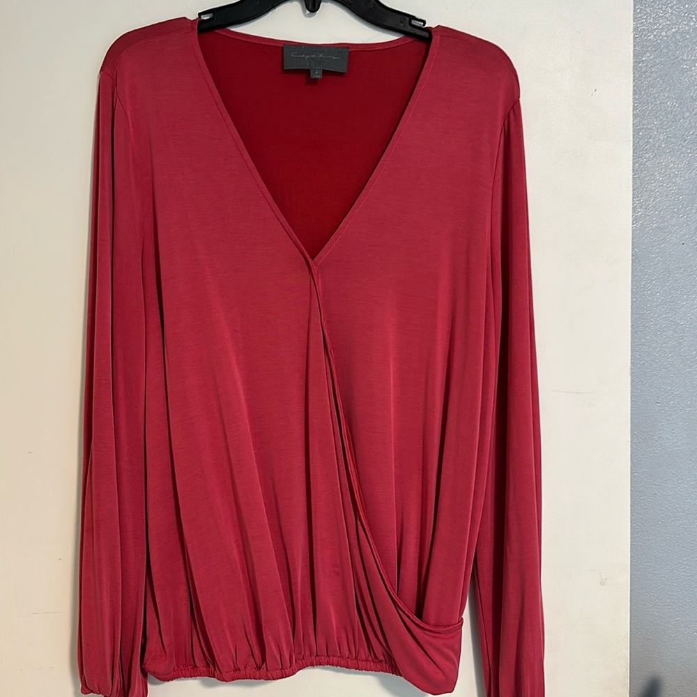 Anthropologie Sunday in Brooklyn long sleeve crossover top reddish color size L